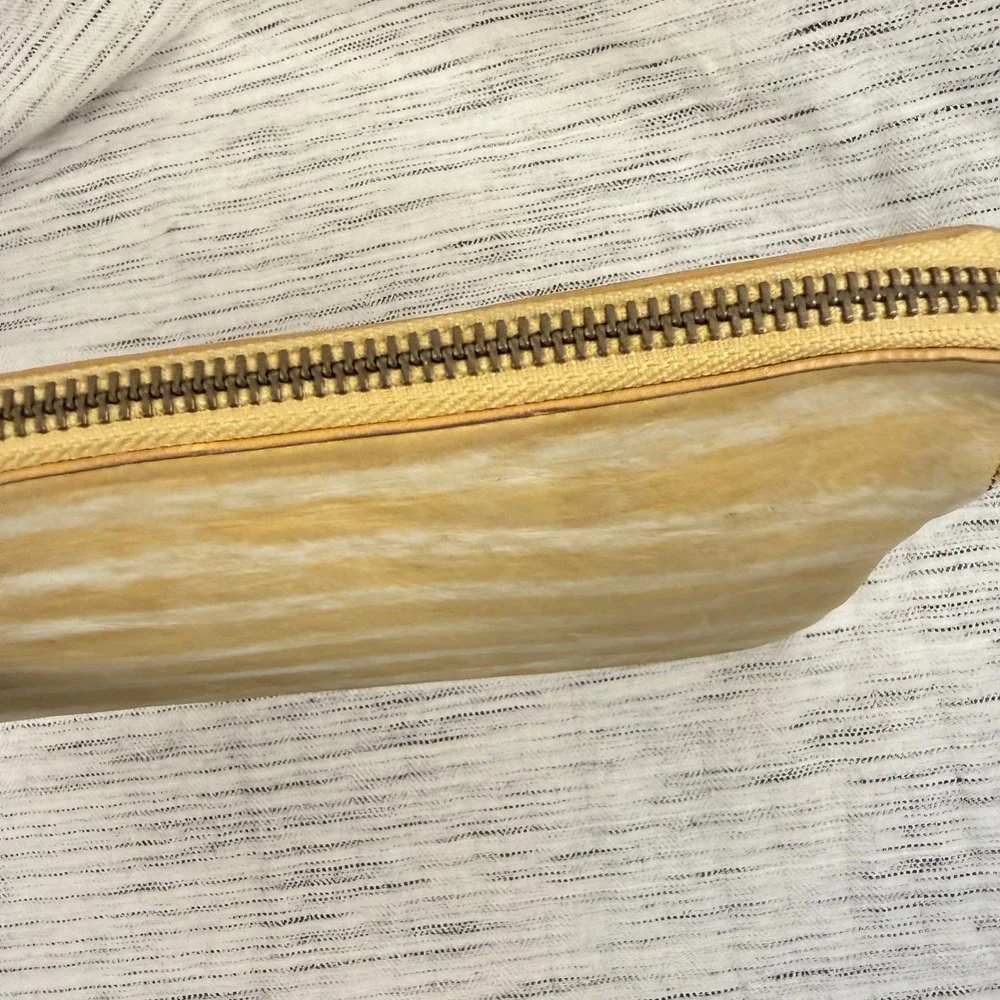 NEW Anthropologie‎ Shibori Dyed Leather Yellow iPad Case 9x11.5 Boho Clutch